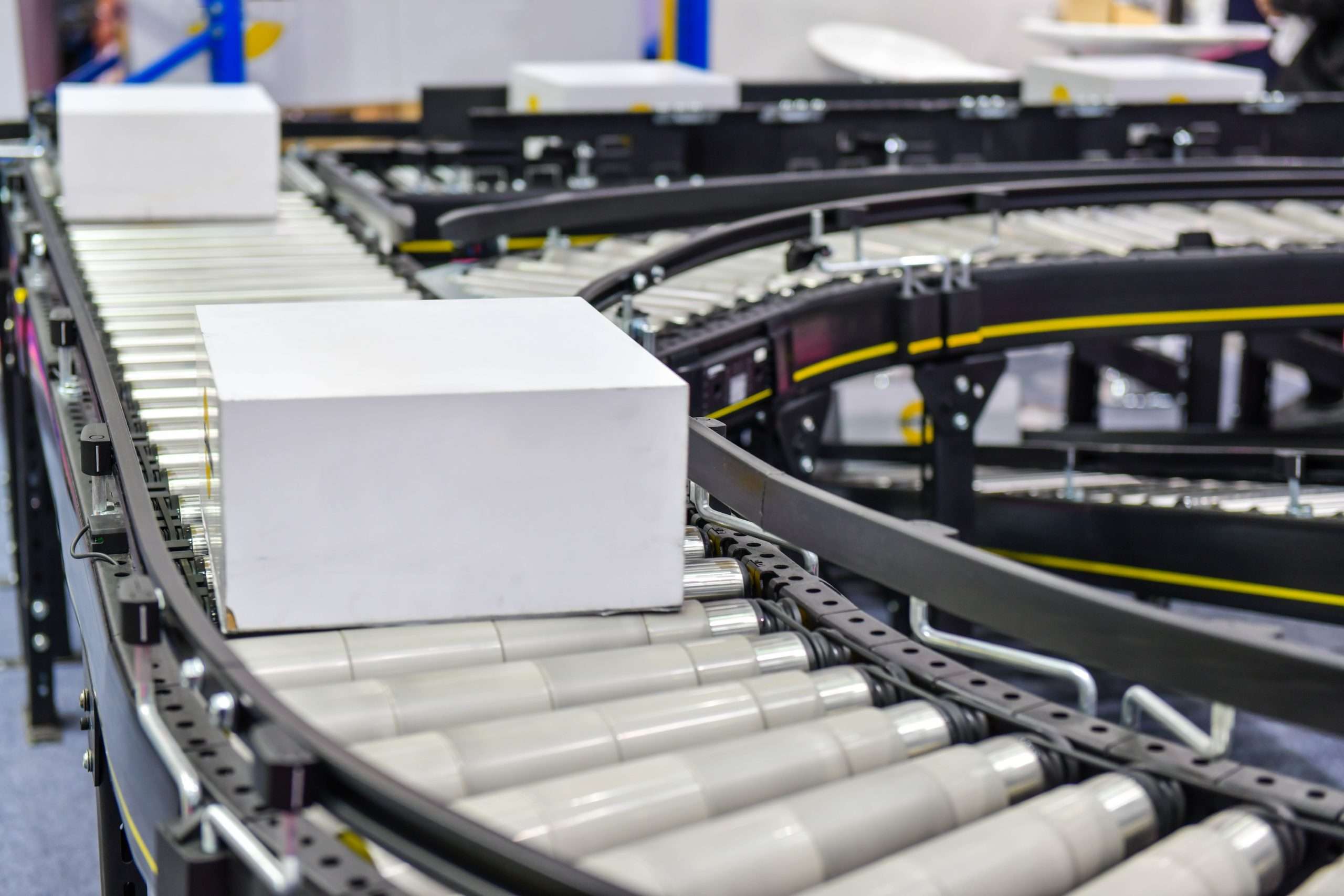 Automated parcel-sorting conveyor system built with Esco Precision components